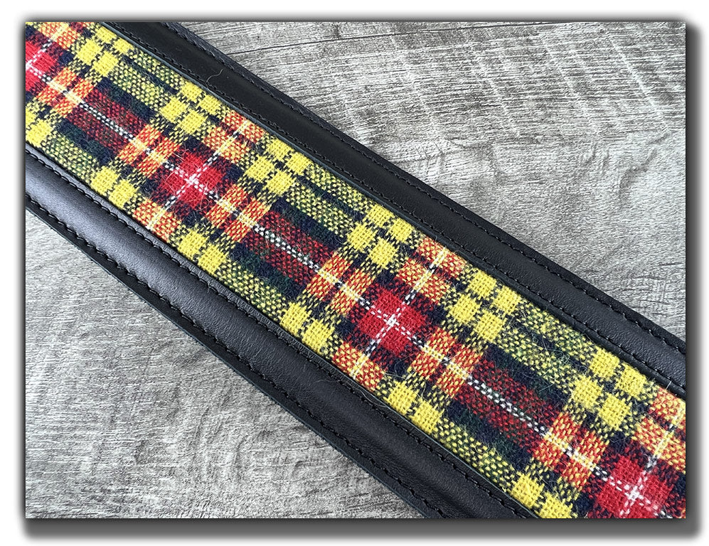 Buchanan - Tartan Plaid and Carbon Black Leather Guitar Strap - Numbered Limited Edition