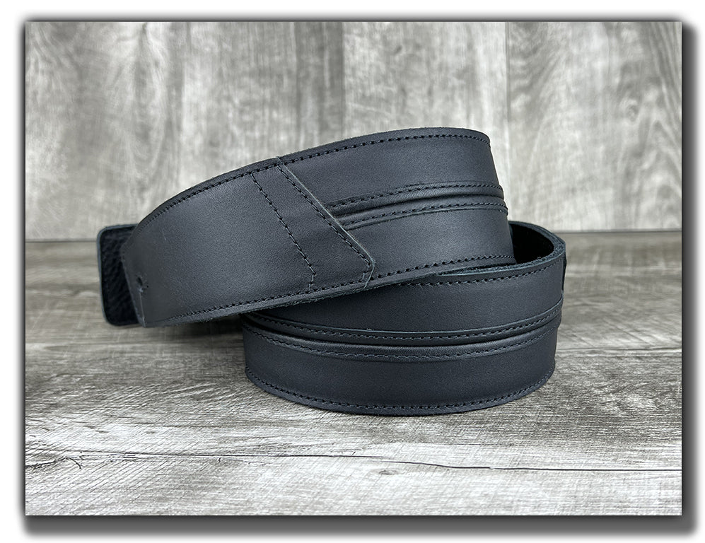 Straight Up - Carbon Black Leather Guitar Strap