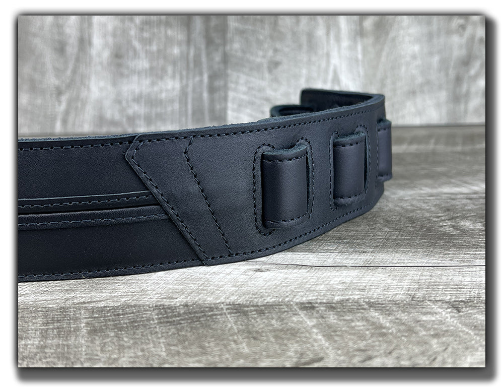Straight Up - Carbon Black Leather Guitar Strap