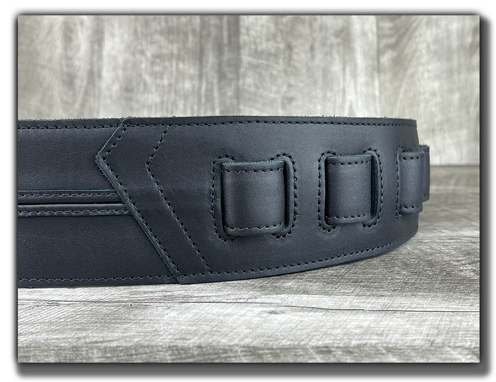 Straight Up - Carbon Black Leather Guitar Strap