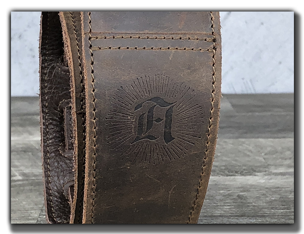 El Camino - Whiskey Brown / Turquoise Leather Guitar Strap