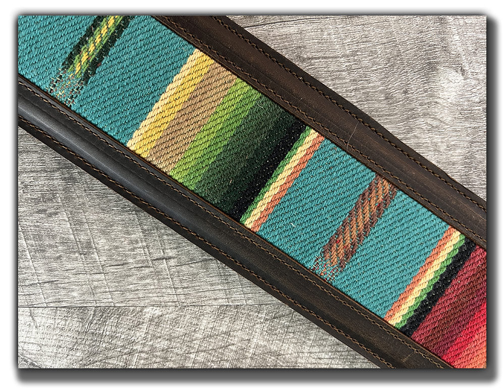 El Camino - Whiskey Brown / Turquoise Leather Guitar Strap