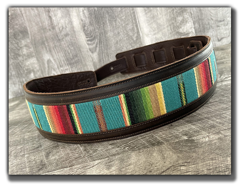 El Camino - Whiskey Brown / Turquoise Leather Guitar Strap