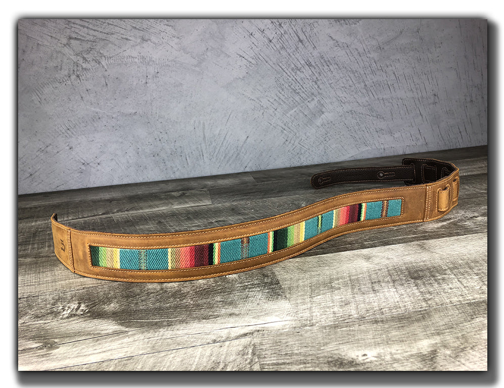 El Camino - Tobacco / Turquoise Leather Guitar Strap