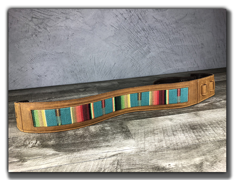 El Camino - Tobacco / Turquoise Leather Guitar Strap