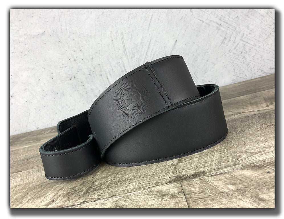 The Reticent - Carbon Black Leather Guitar Strap