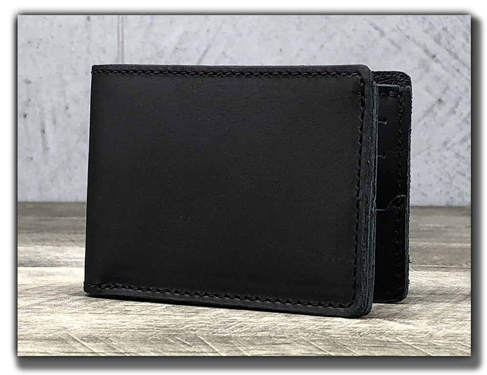 Minimalist Leather Bi-Fold Wallet - Carbon Black