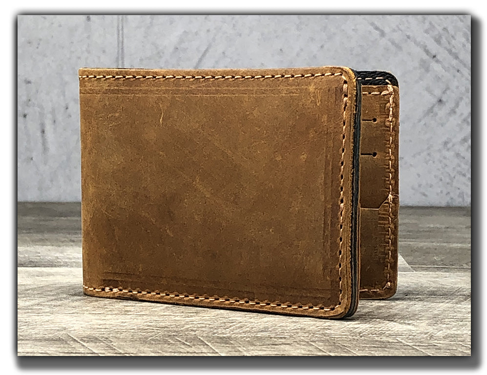 Minimalist Leather Bi-Fold Wallet - Tobacco