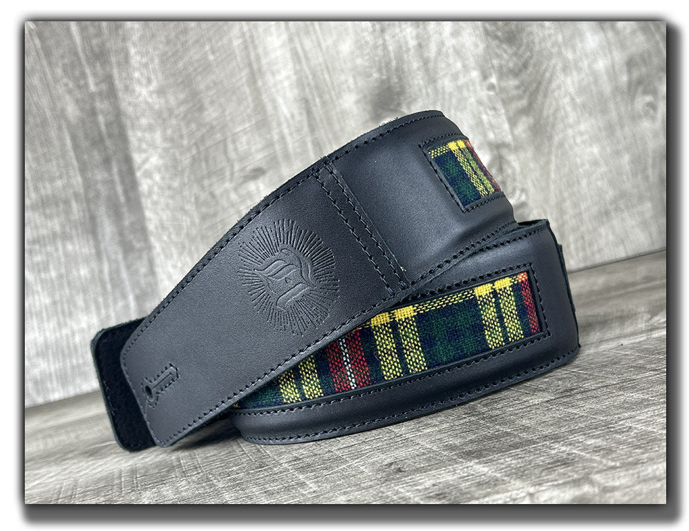 Buchanan - Tartan Plaid and Carbon Black Leather Guitar Strap - Numbered Limited Edition