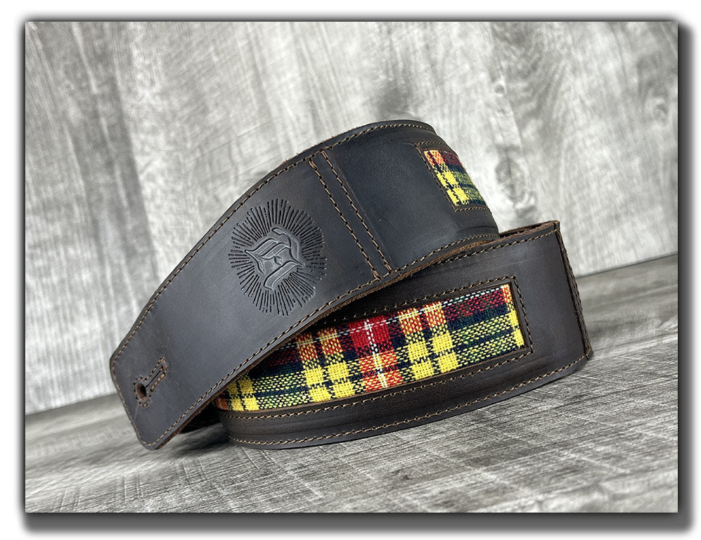 Buchanan - Tartan Plaid and Whiskey Brown Leather Guitar Strap - Numbered Limited Edition