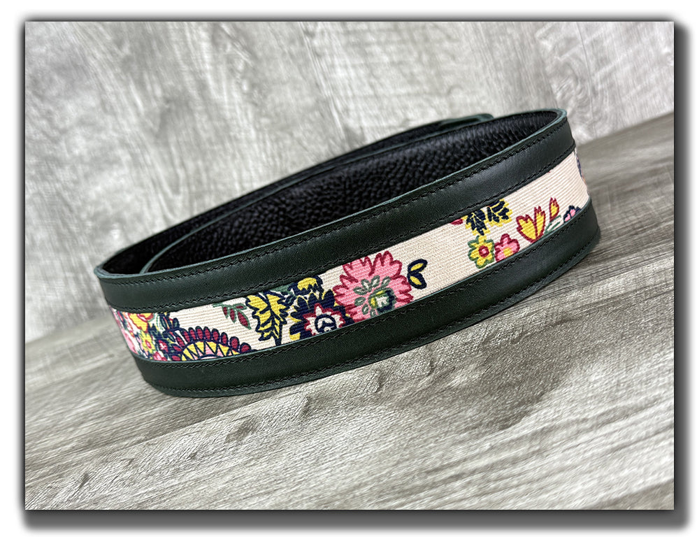 Frida - Nightfern Green Veg Tan Leather Guitar Strap - Numbered Limited Edition