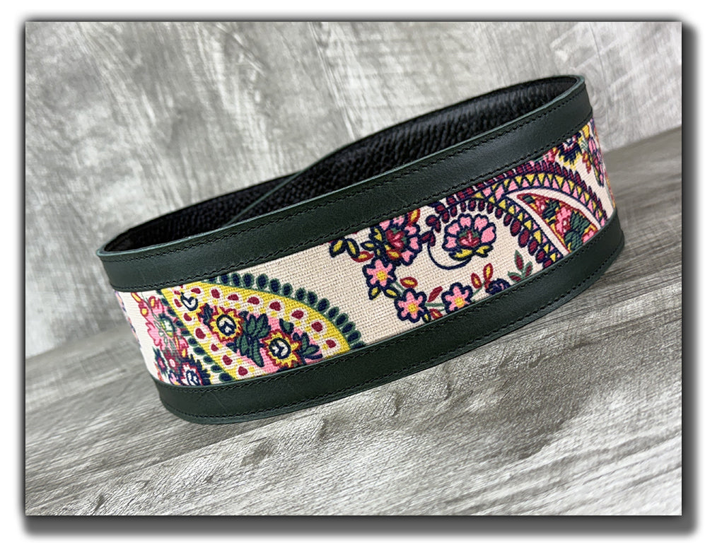 Frida - Nightfern Green Veg Tan Leather Guitar Strap - Numbered Limited Edition