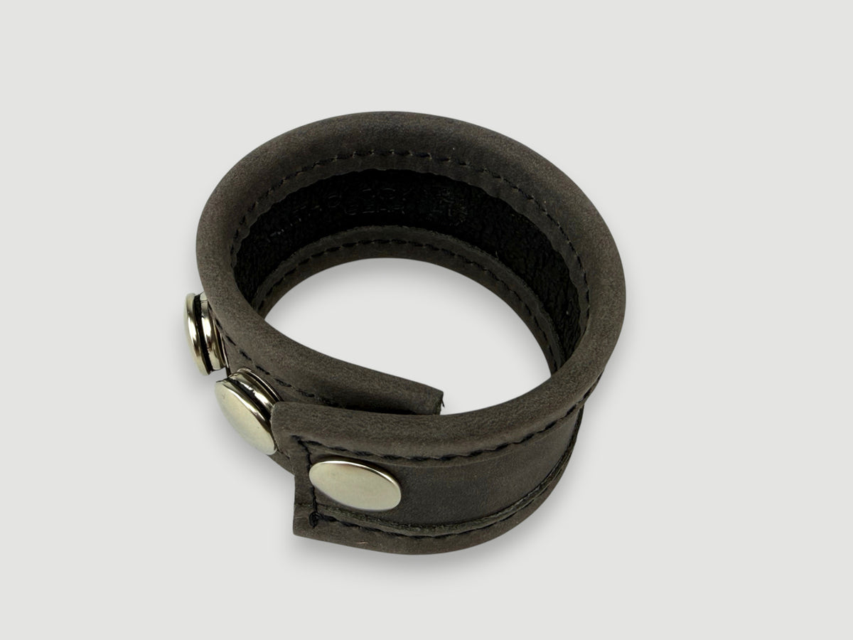 Flange - Aged Steel Leather Cuff
