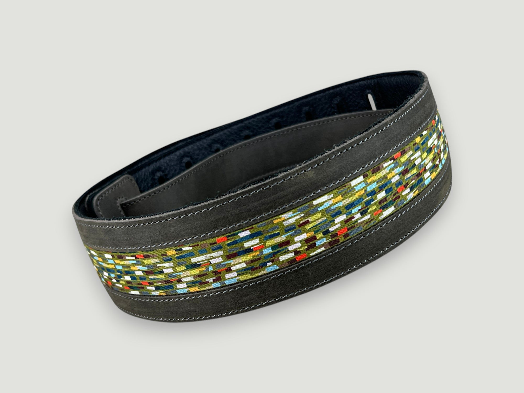 Abstraction - Aged Steel Leather Guitar Strap - Numbered Limited Edition