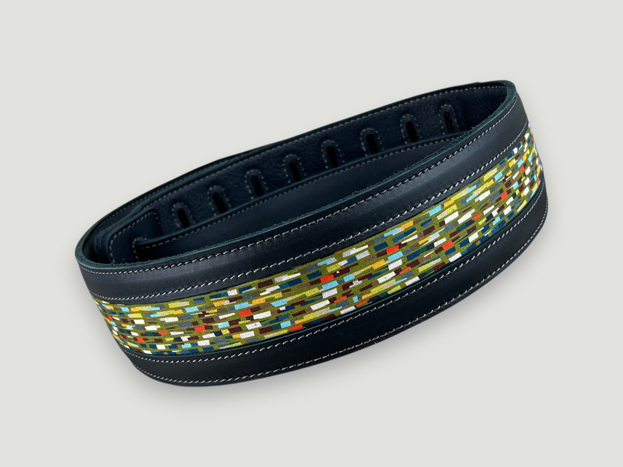 Abstraction - Carbon Black Leather Guitar Strap - Numbered Limited Edition