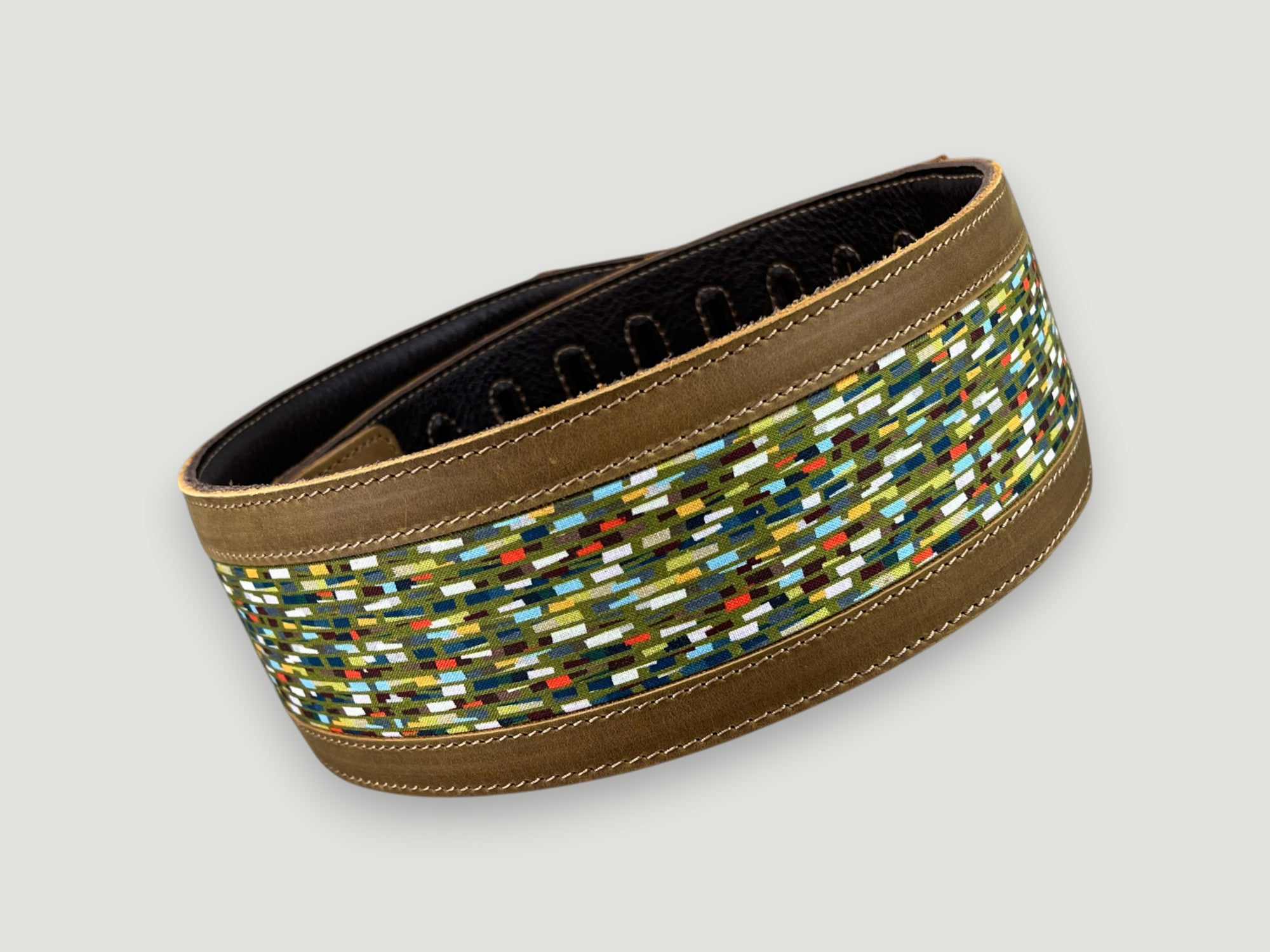 Abstraction - Tobacco Leather Guitar Strap - Numbered Limited Edition