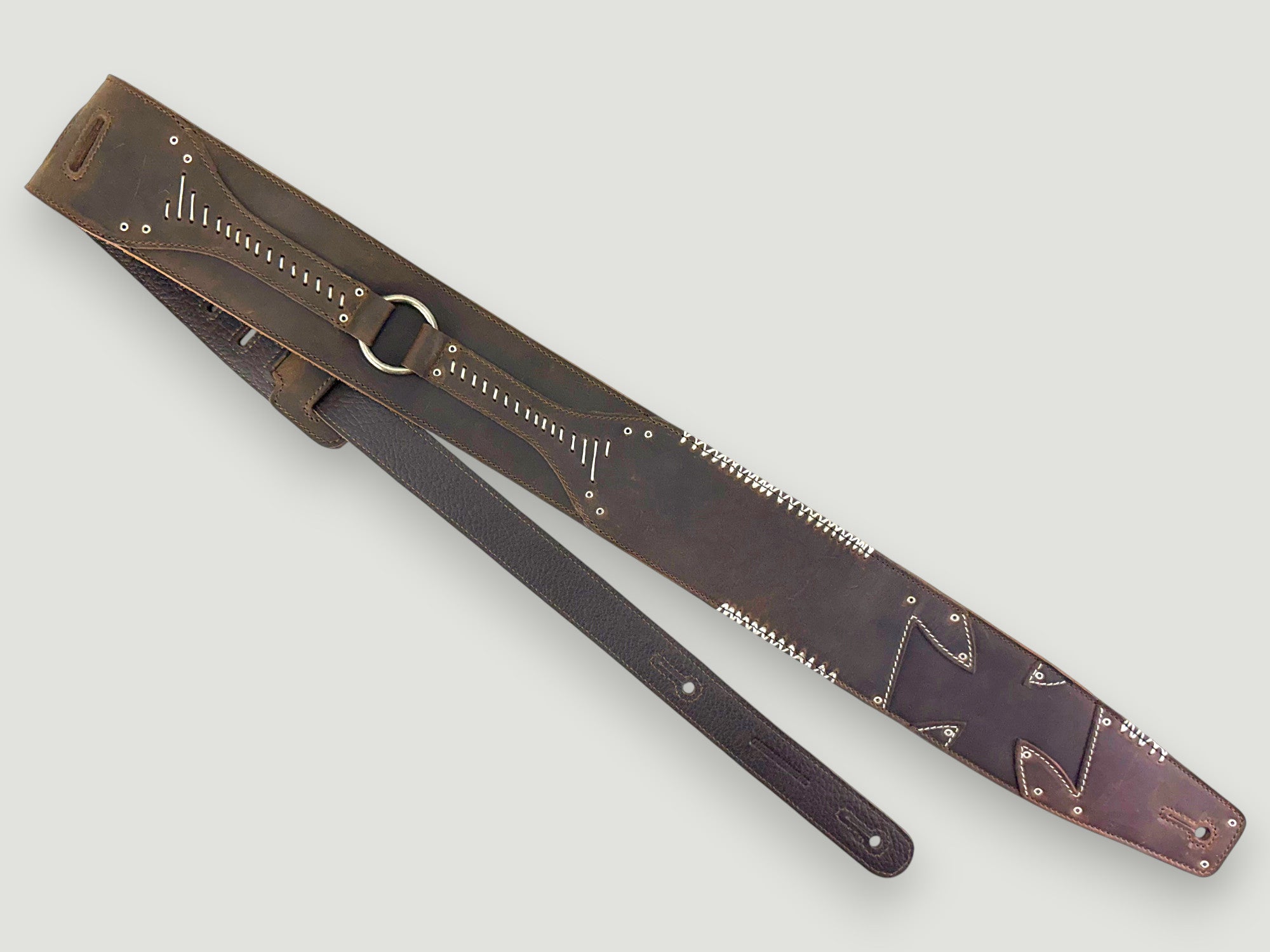 No Quarter - Whiskey Brown Leather Guitar Strap