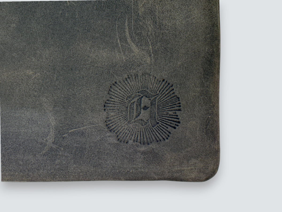 Leather Zipper Pouch - Aged Steel