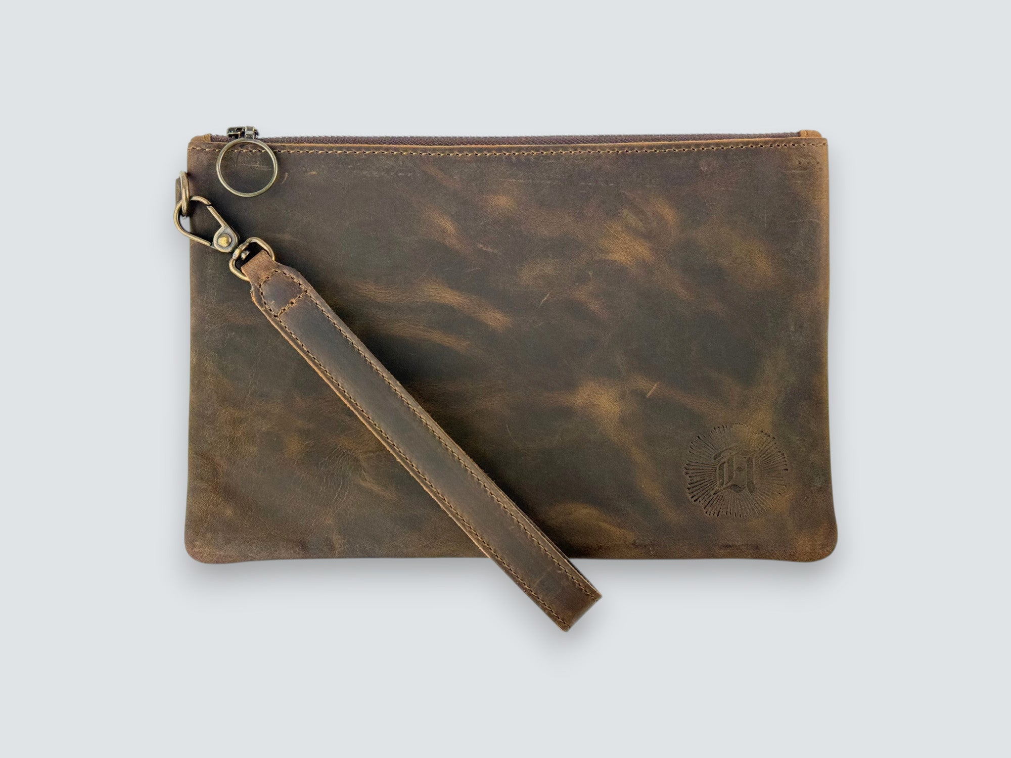Leather Zipper Pouch - Whiskey Brown