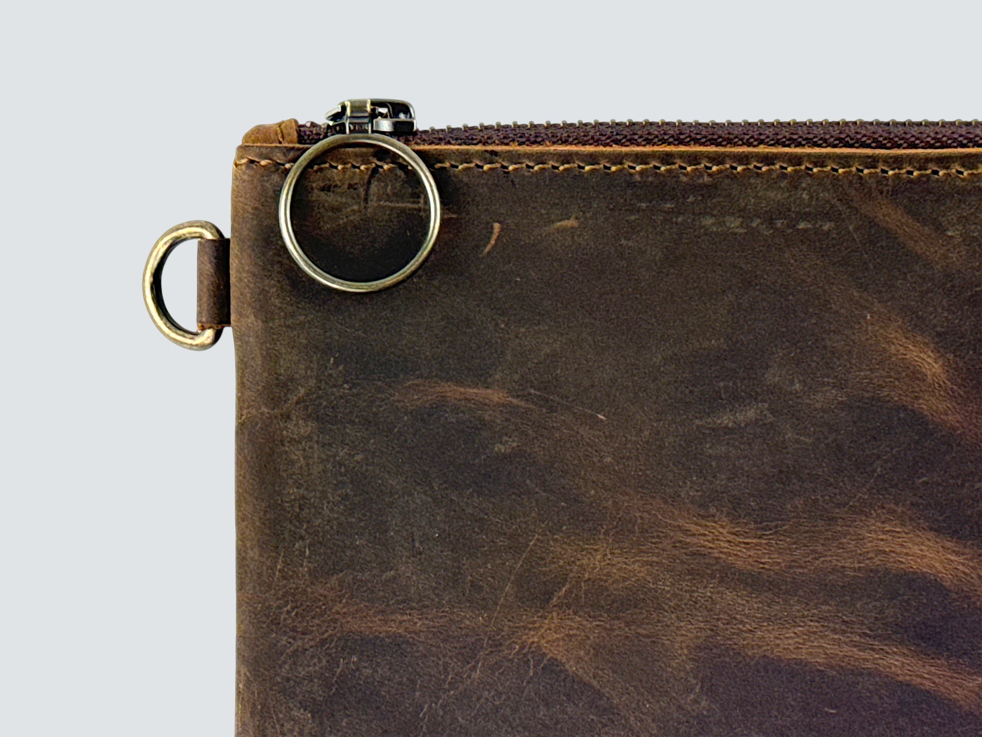 Leather Zipper Pouch - Whiskey Brown