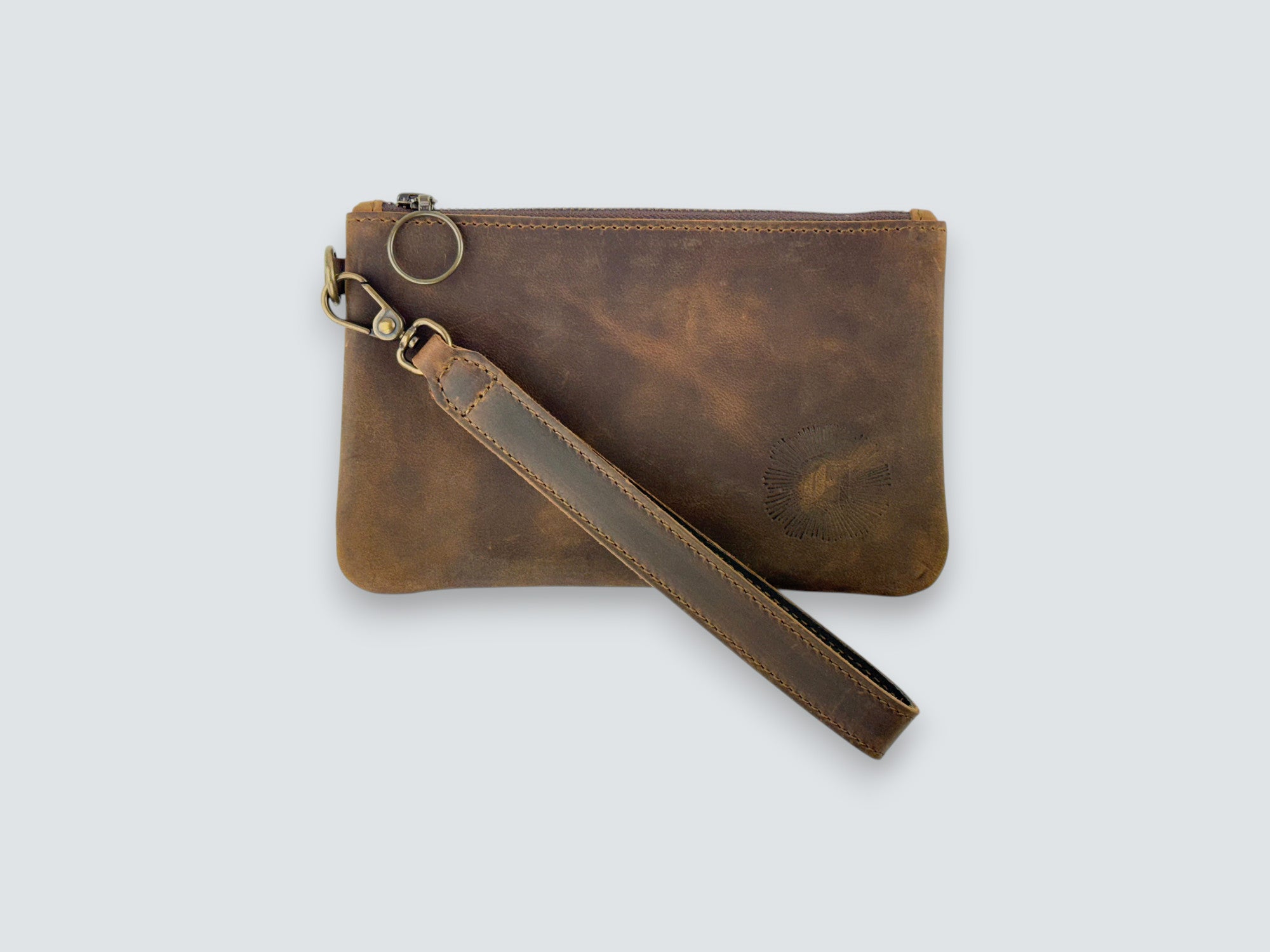 Leather Zipper Pouch - Whiskey Brown