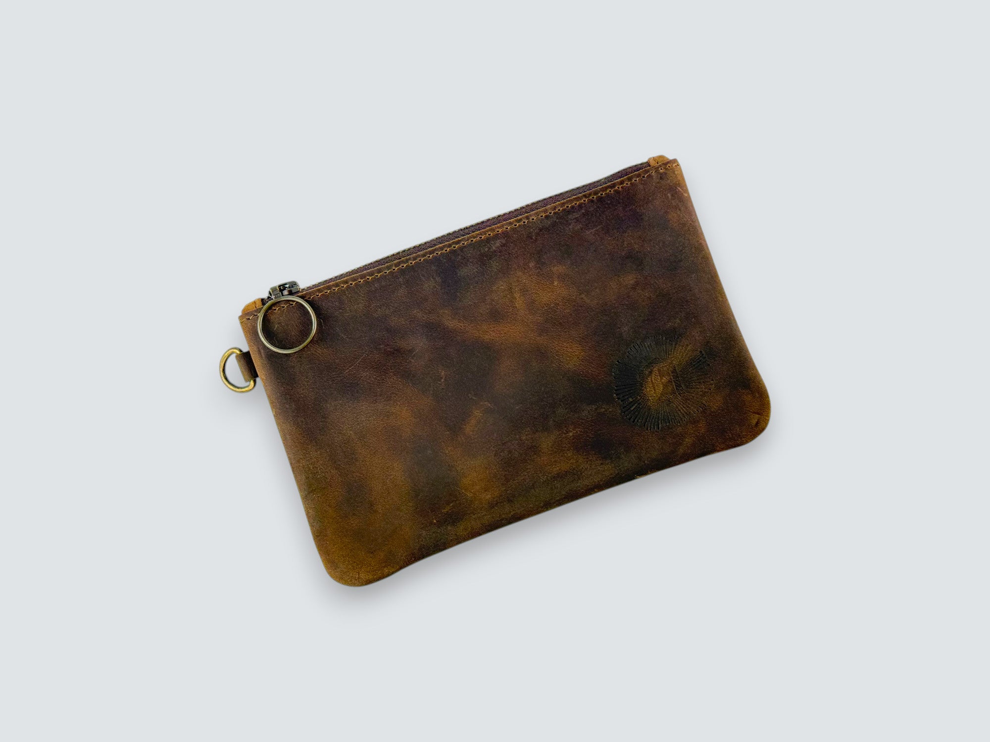 Leather Zipper Pouch - Whiskey Brown