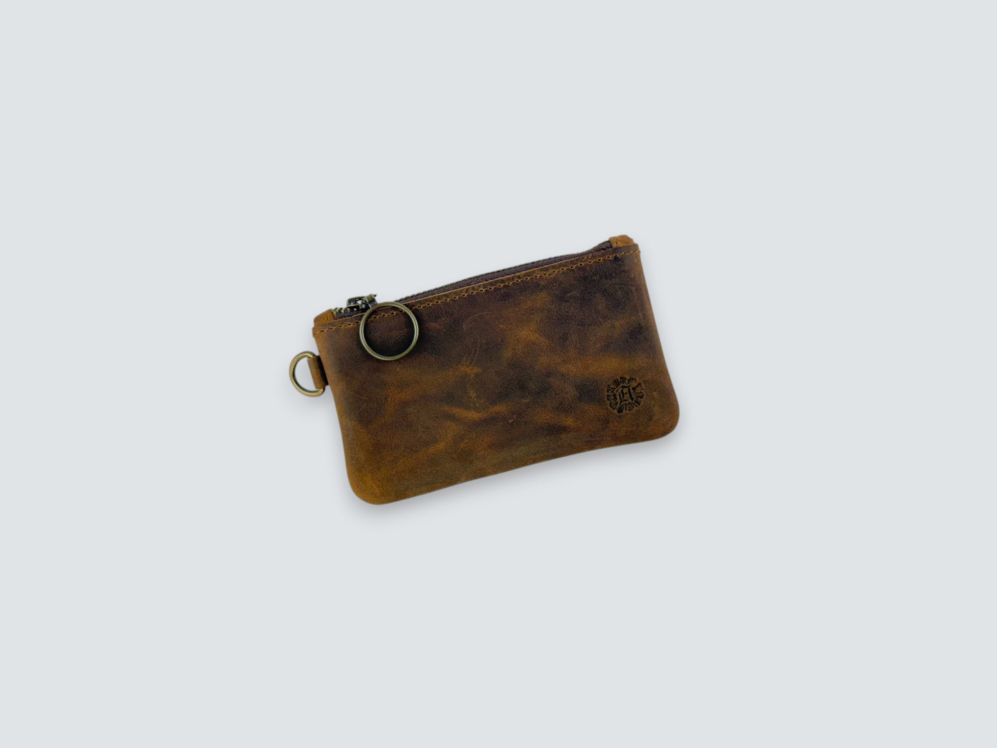 Leather Zipper Pouch - Whiskey Brown