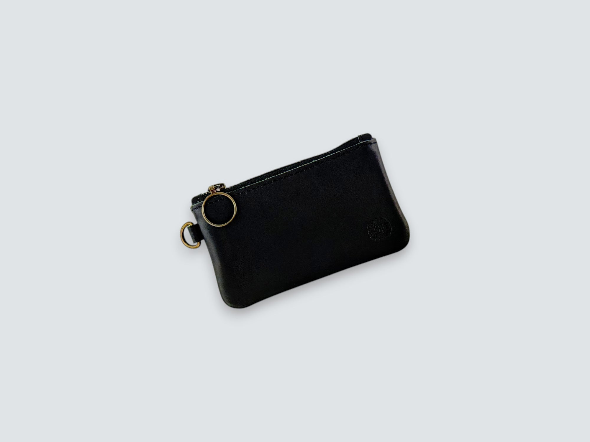 Leather Zipper Pouch - Carbon Black