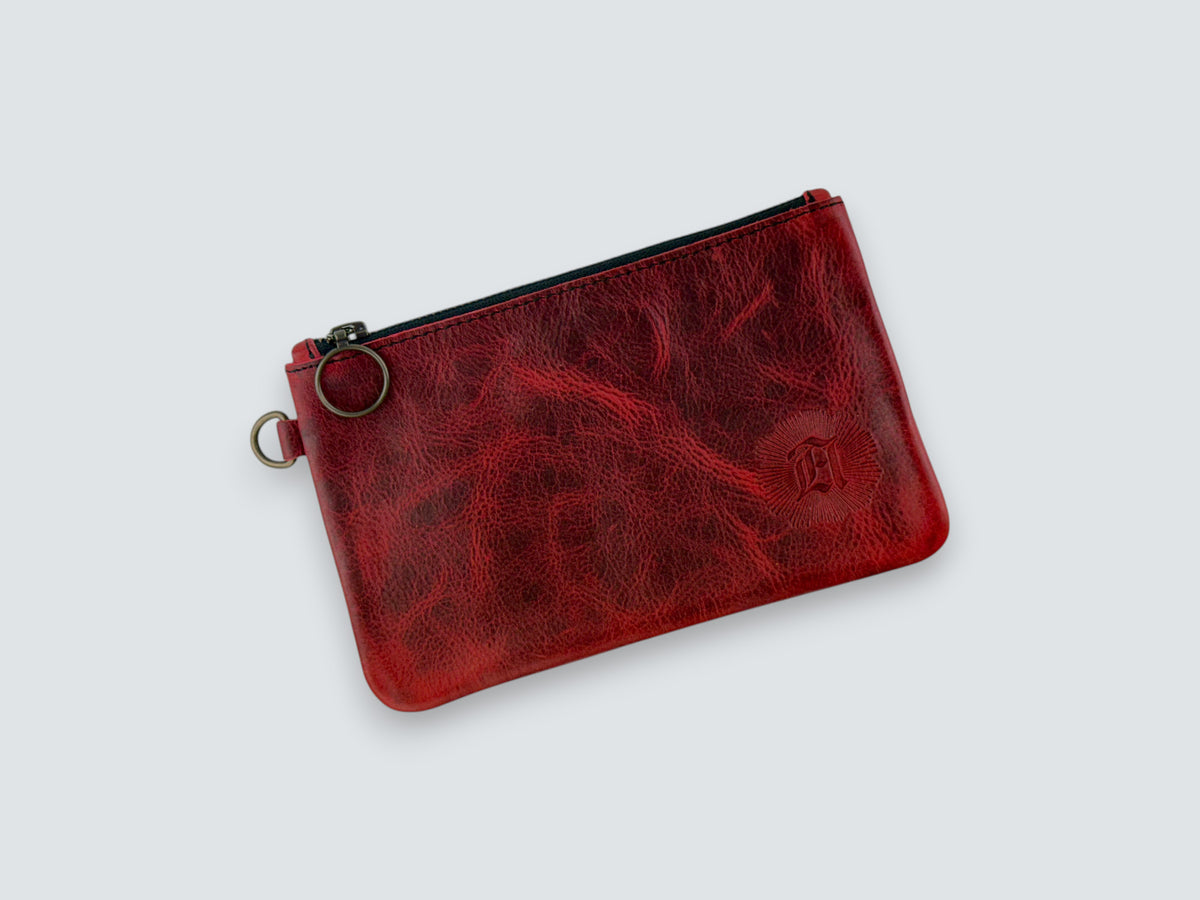 Leather Zipper Pouch - Canyon Rouge