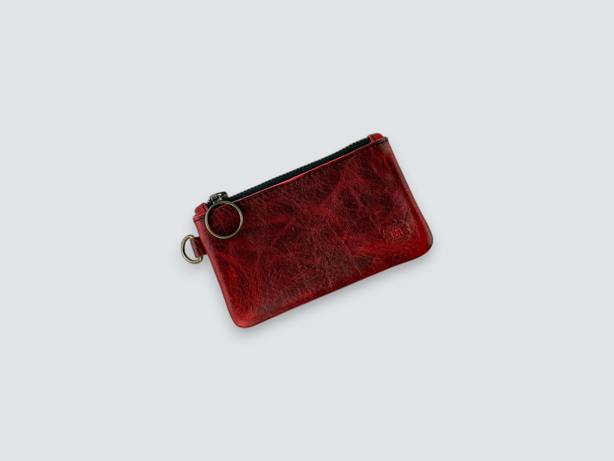 Leather Zipper Pouch - Canyon Rouge