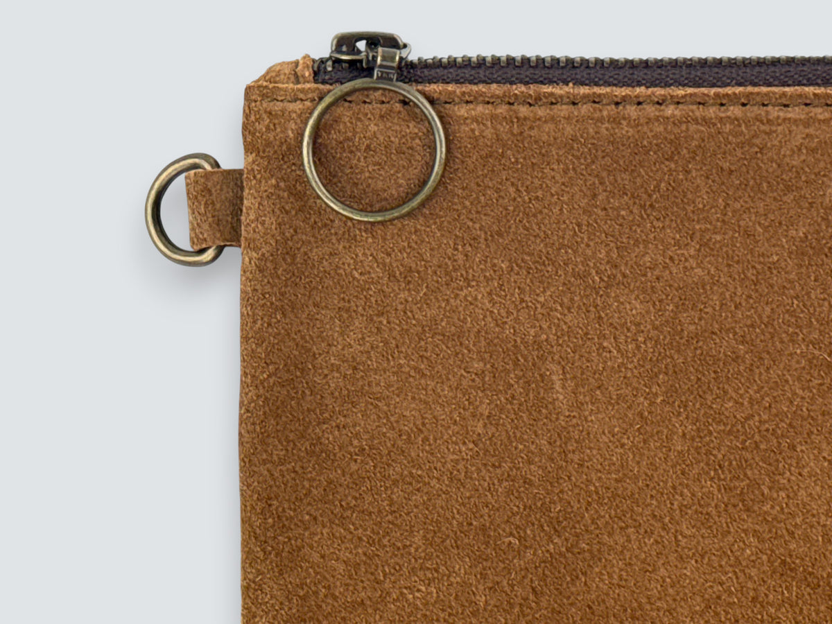 Leather Zipper Pouch - Sienna Suede