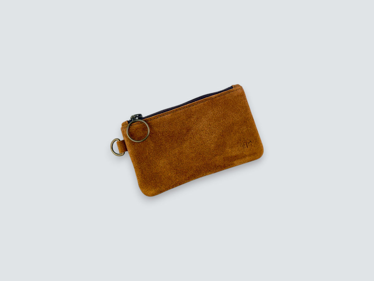 Leather Zipper Pouch - Sienna Suede