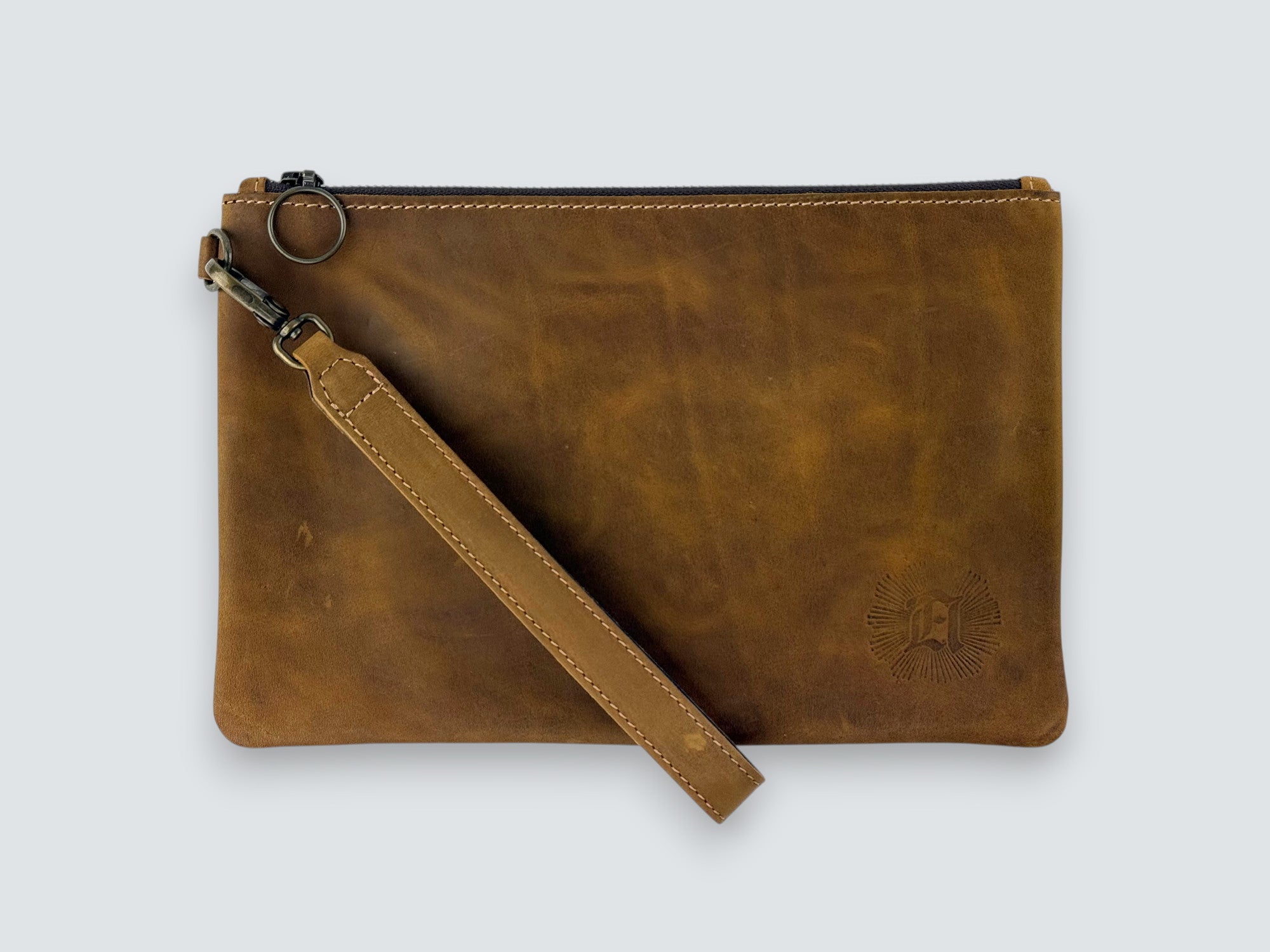Leather Zipper Pouch - Tobacco