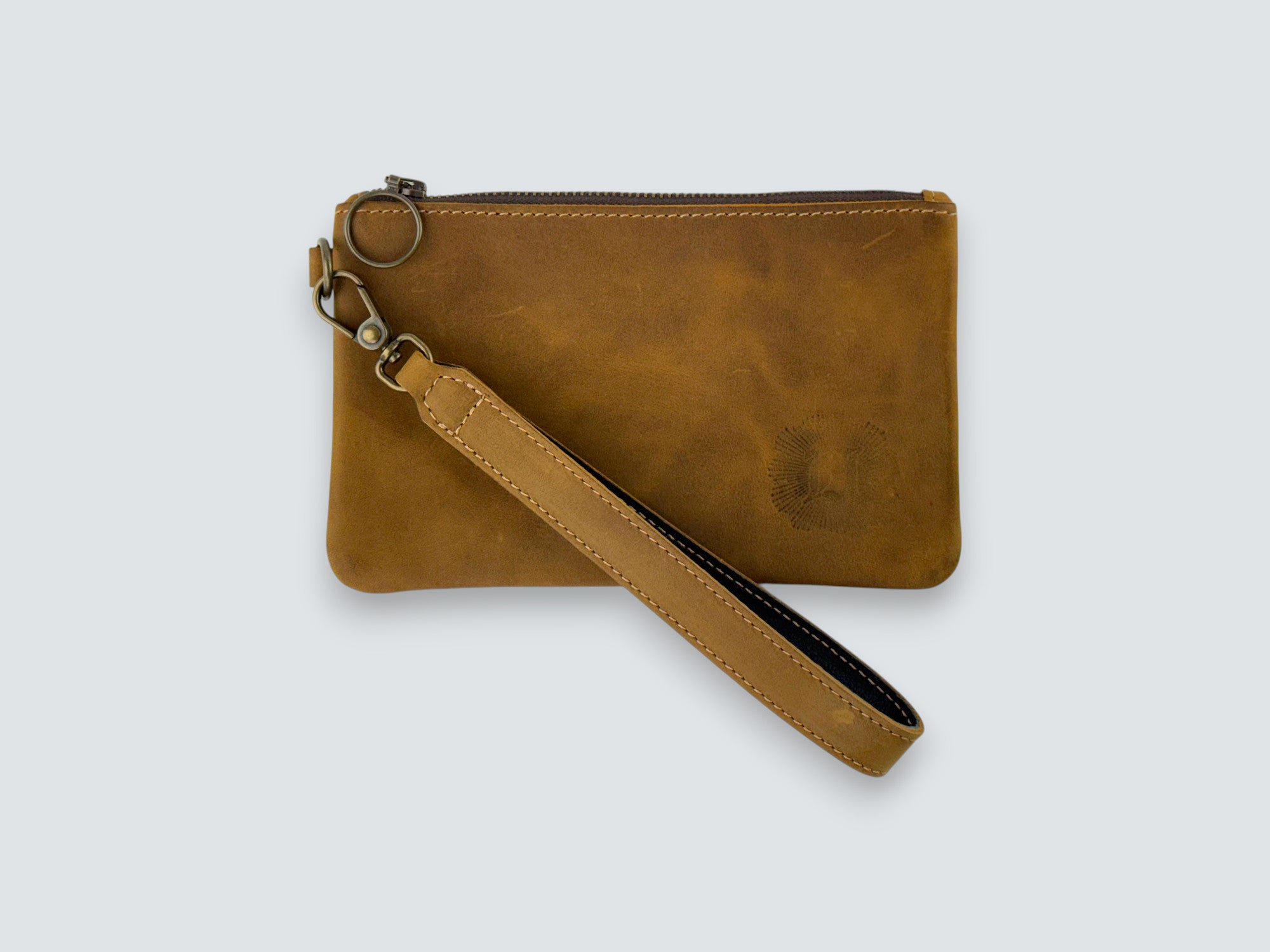 Leather Zipper Pouch - Tobacco