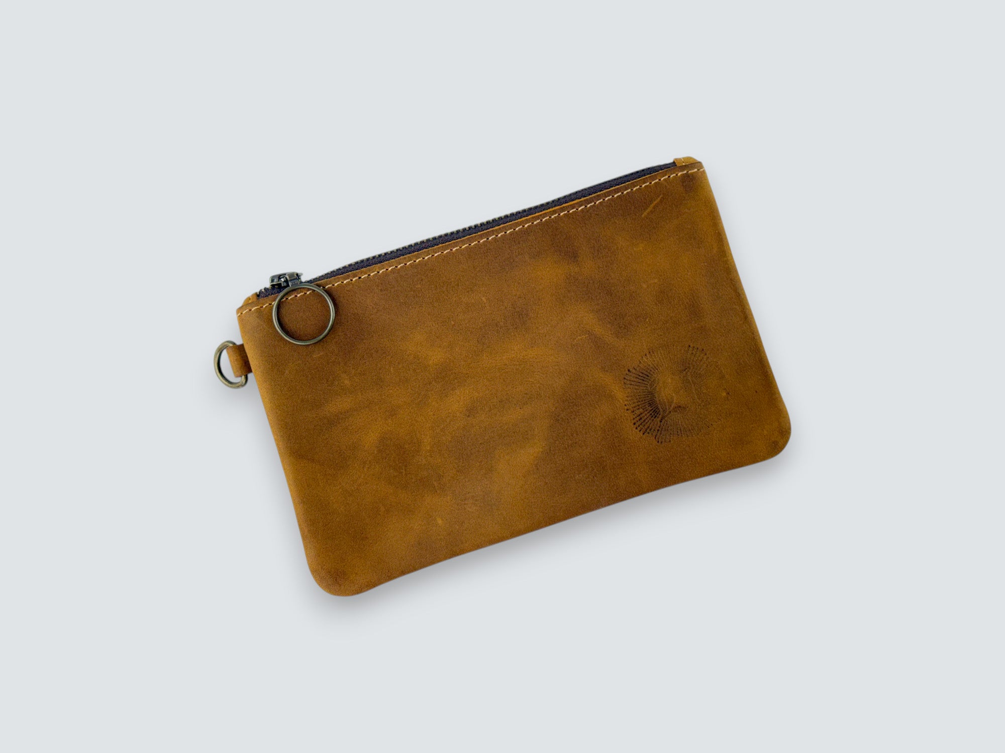 Leather Zipper Pouch - Tobacco