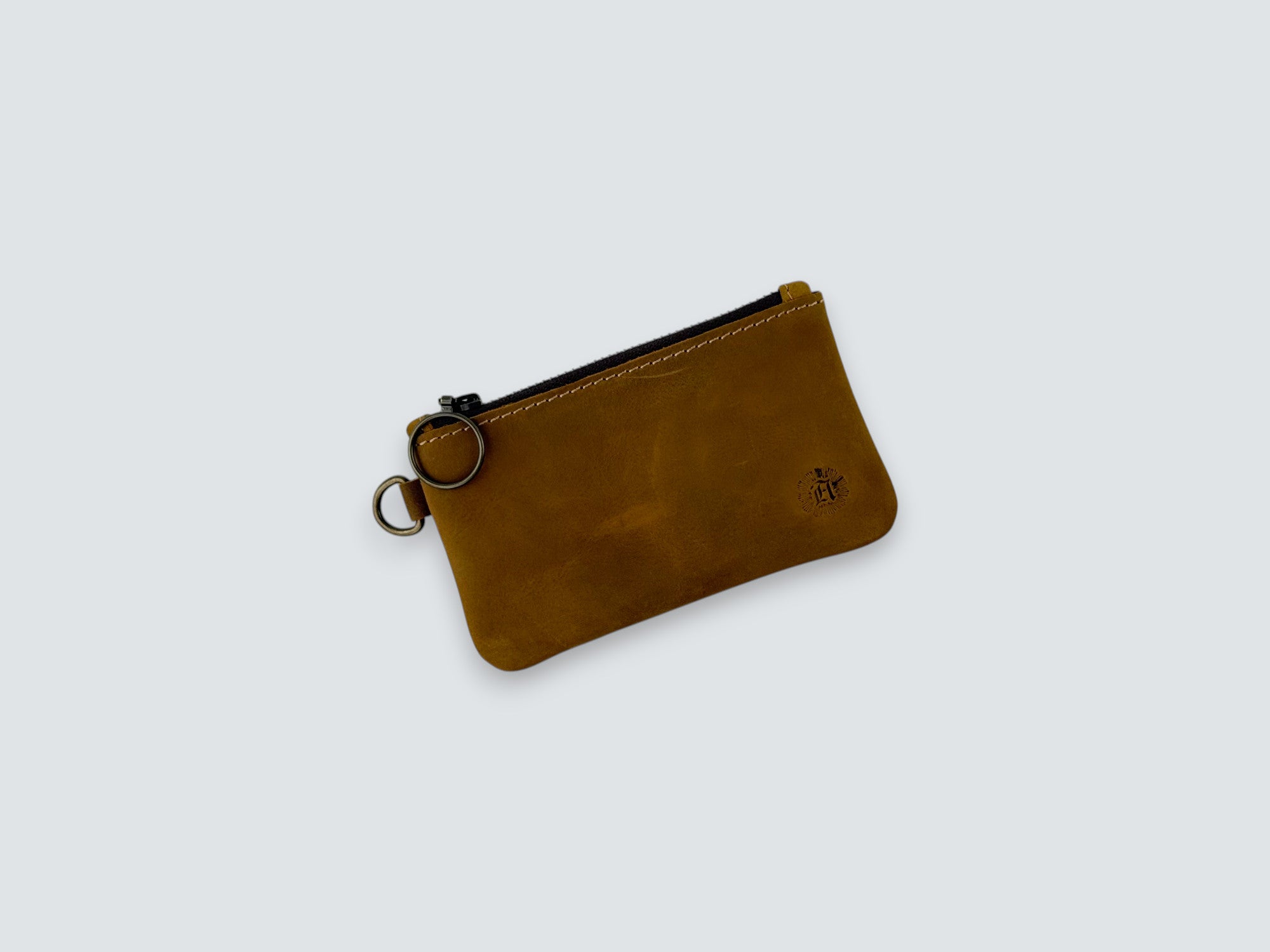 Leather Zipper Pouch - Tobacco