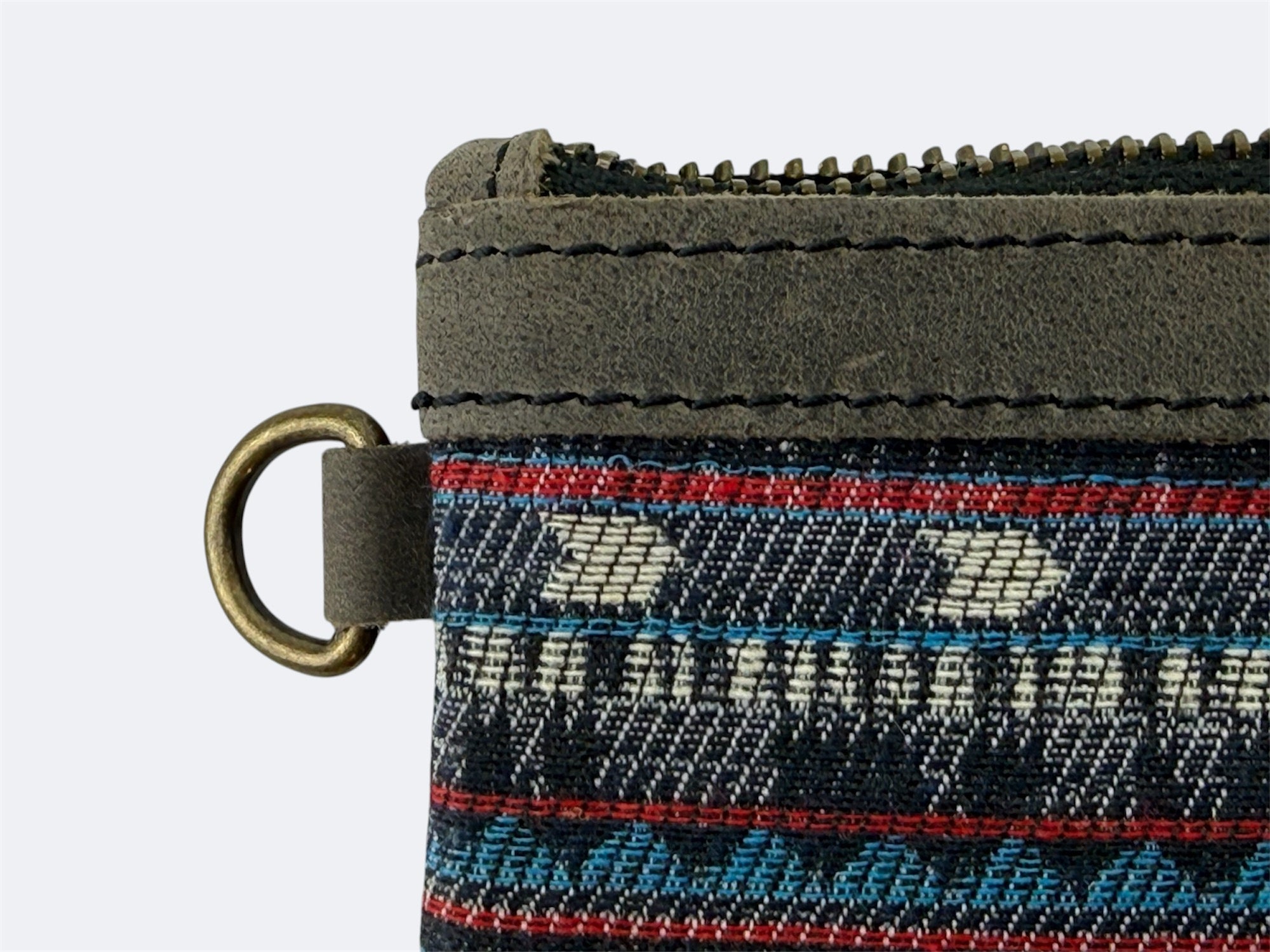 Leather-Lined Textile Zipper Pouch - Americana
