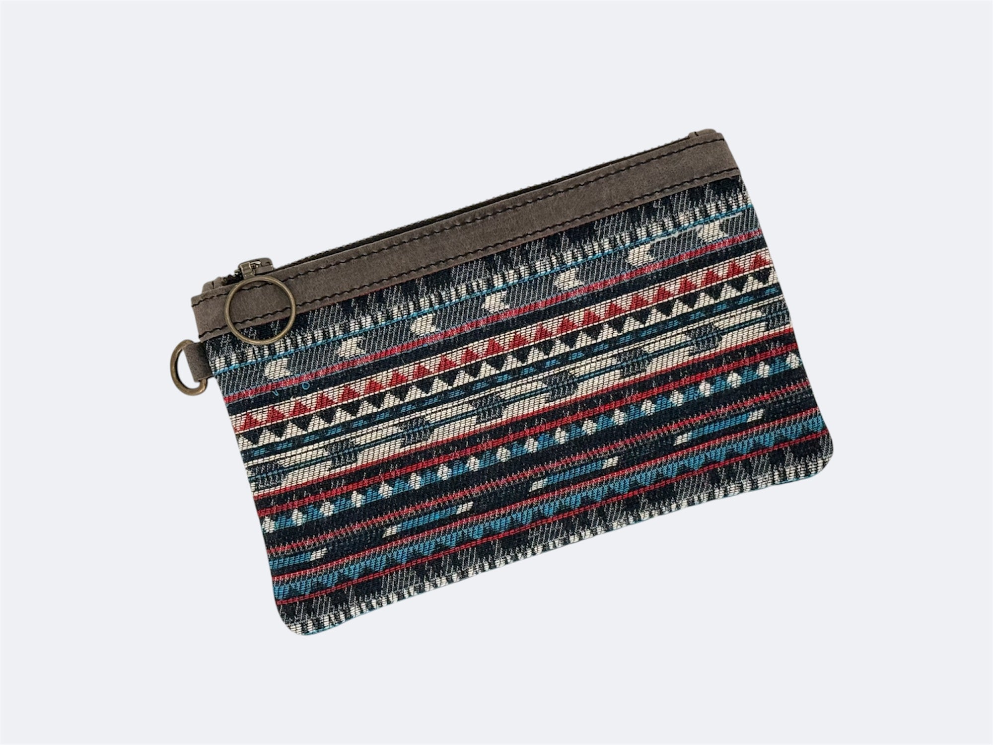 Leather-Lined Textile Zipper Pouch - Americana