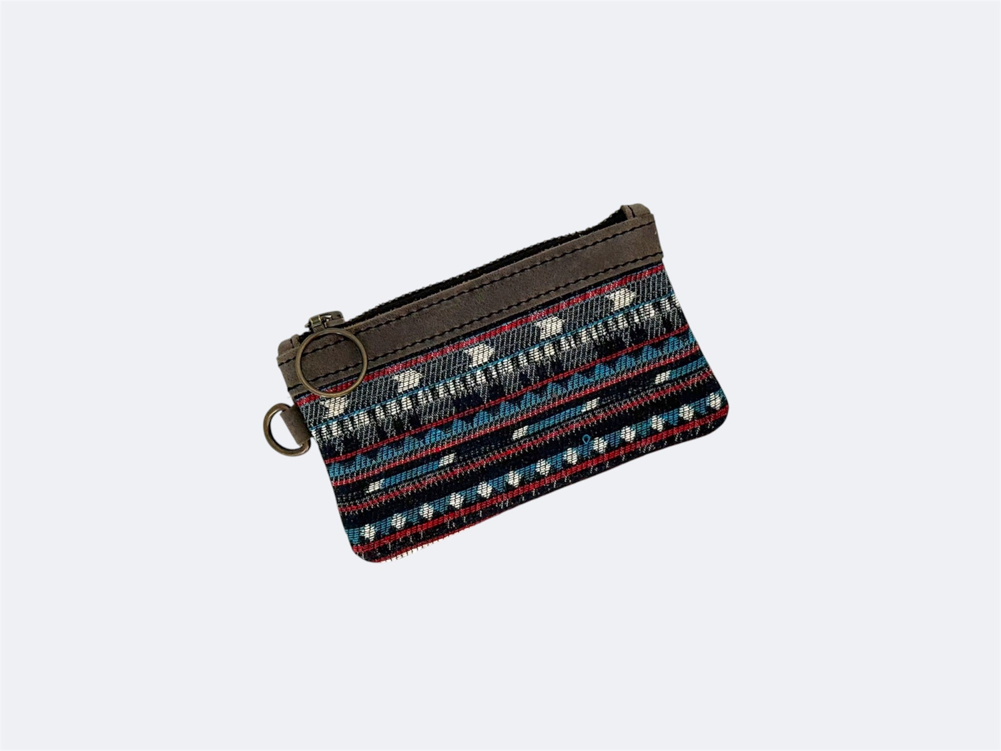Leather-Lined Textile Zipper Pouch - Americana