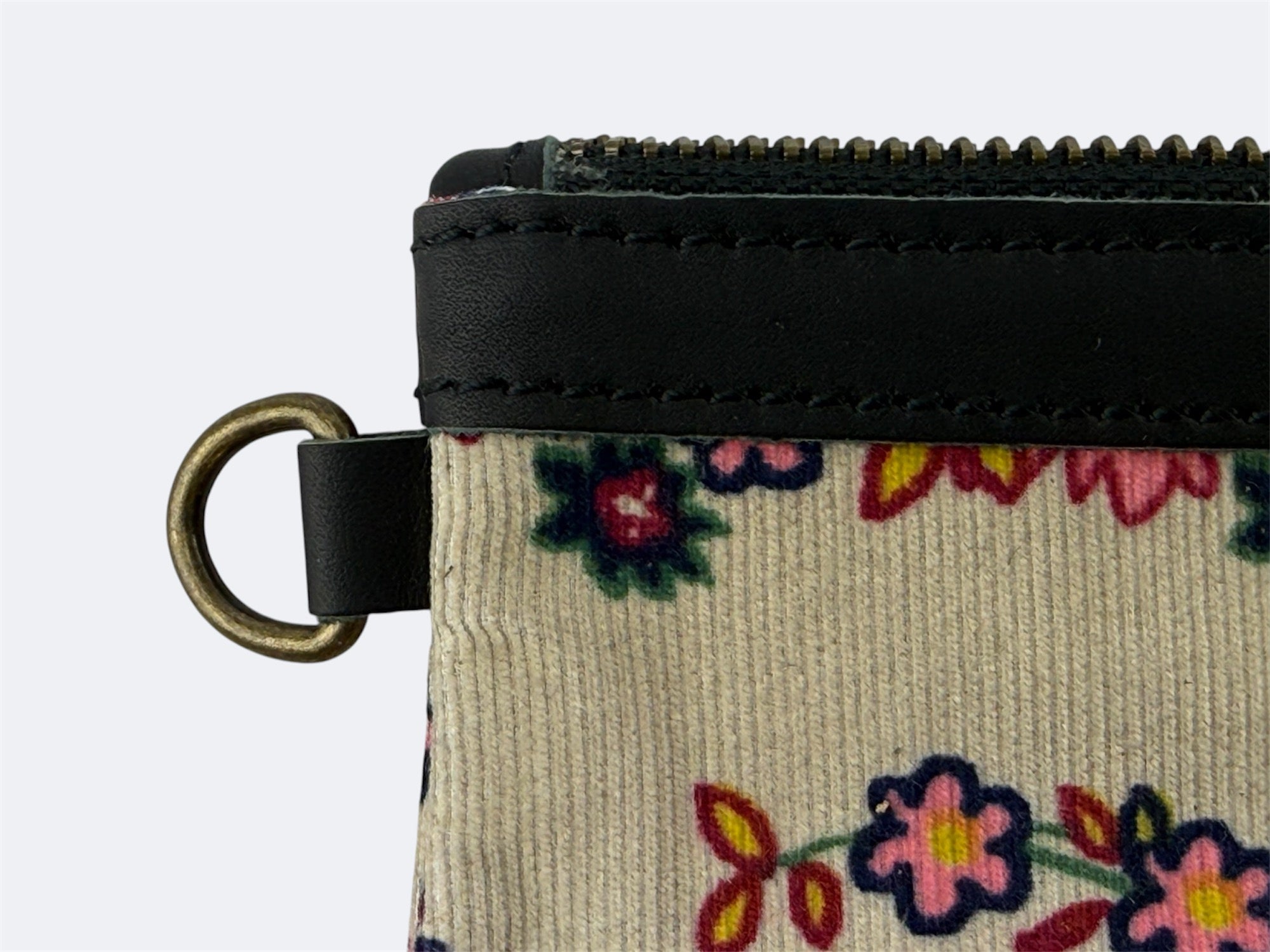 Leather-Lined Textile Zipper Pouch - Frida