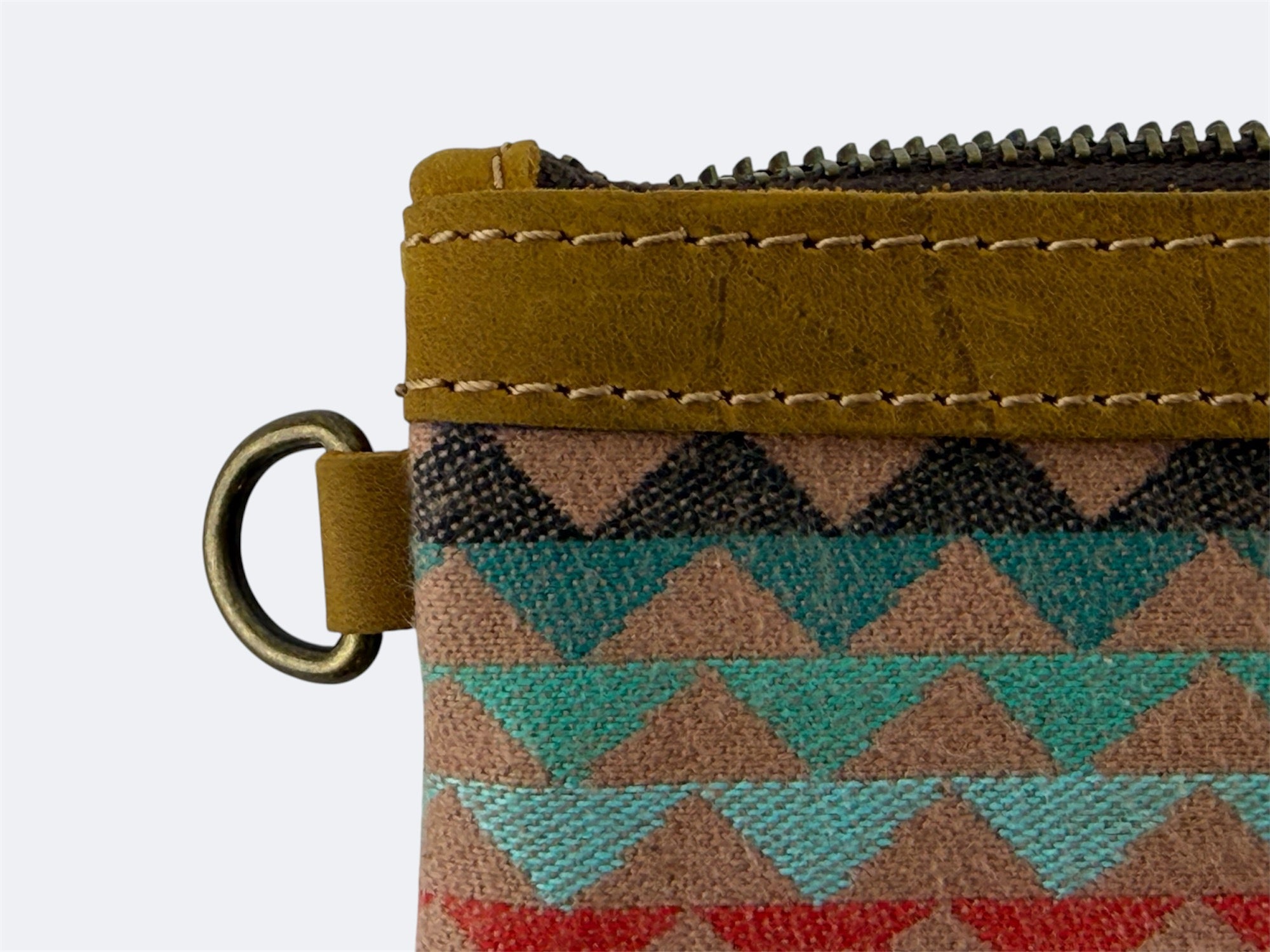Leather-Lined Textile Zipper Pouch - Painted Hills