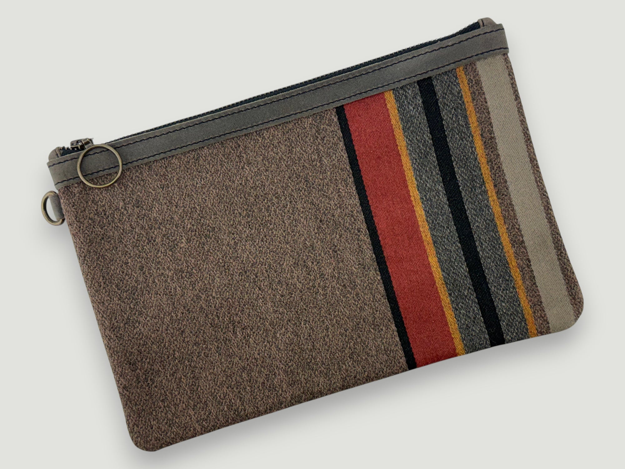 Leather-Lined Textile Zipper Pouch - Base Camp