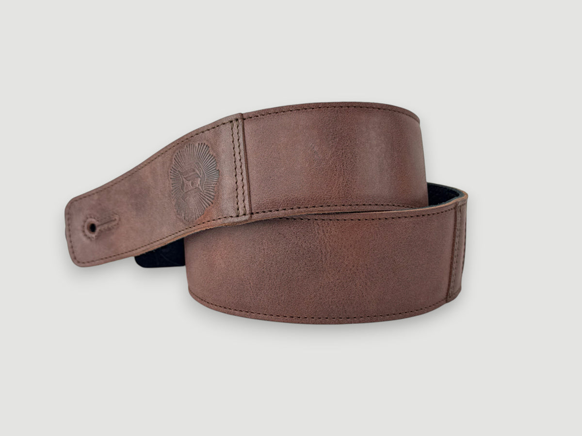 The Reticent - Relic Cognac Leather Guitar Strap