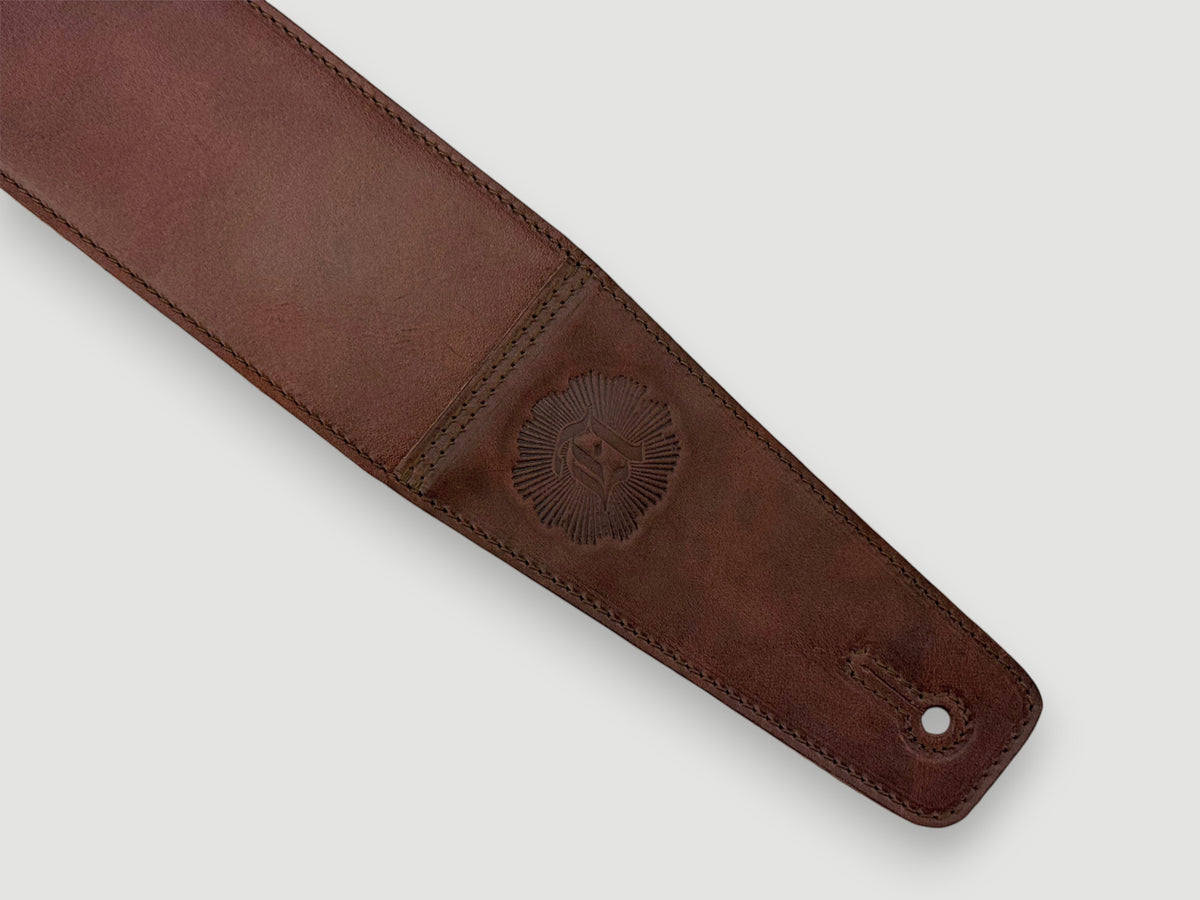 The Reticent - Relic Cognac Leather Guitar Strap