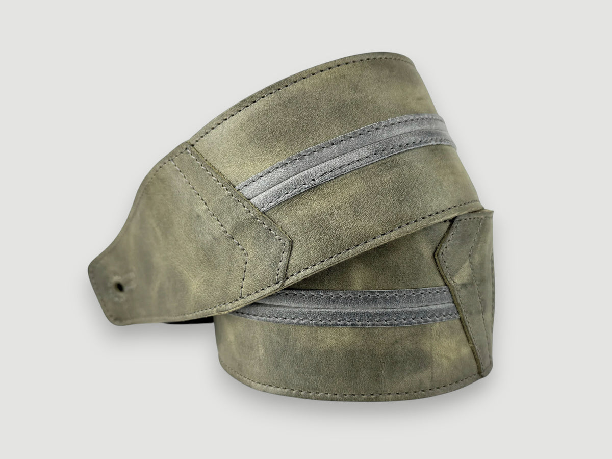 Straight Up - Relic Sage with Slate Stripe Leather Guitar Strap
