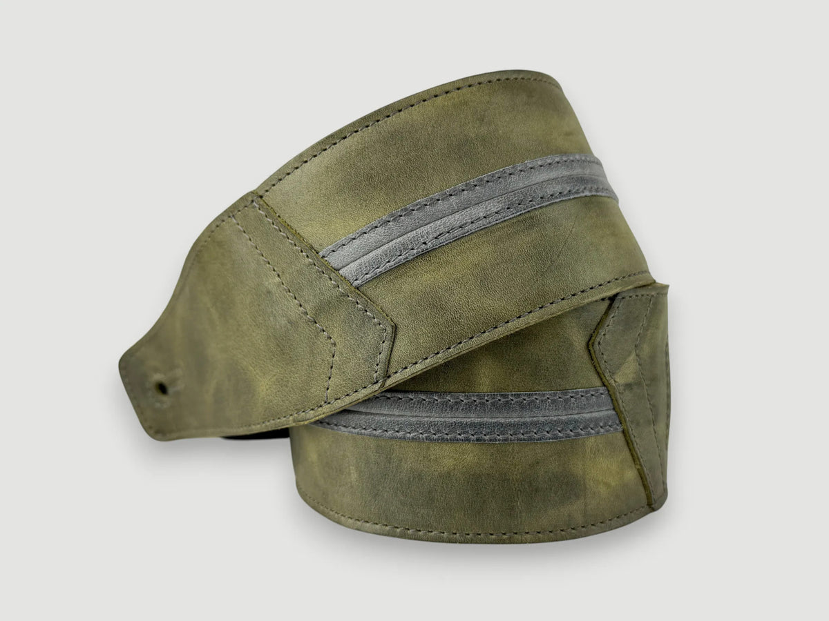 Straight Up - Relic Sage with Slate Stripe Leather Guitar Strap