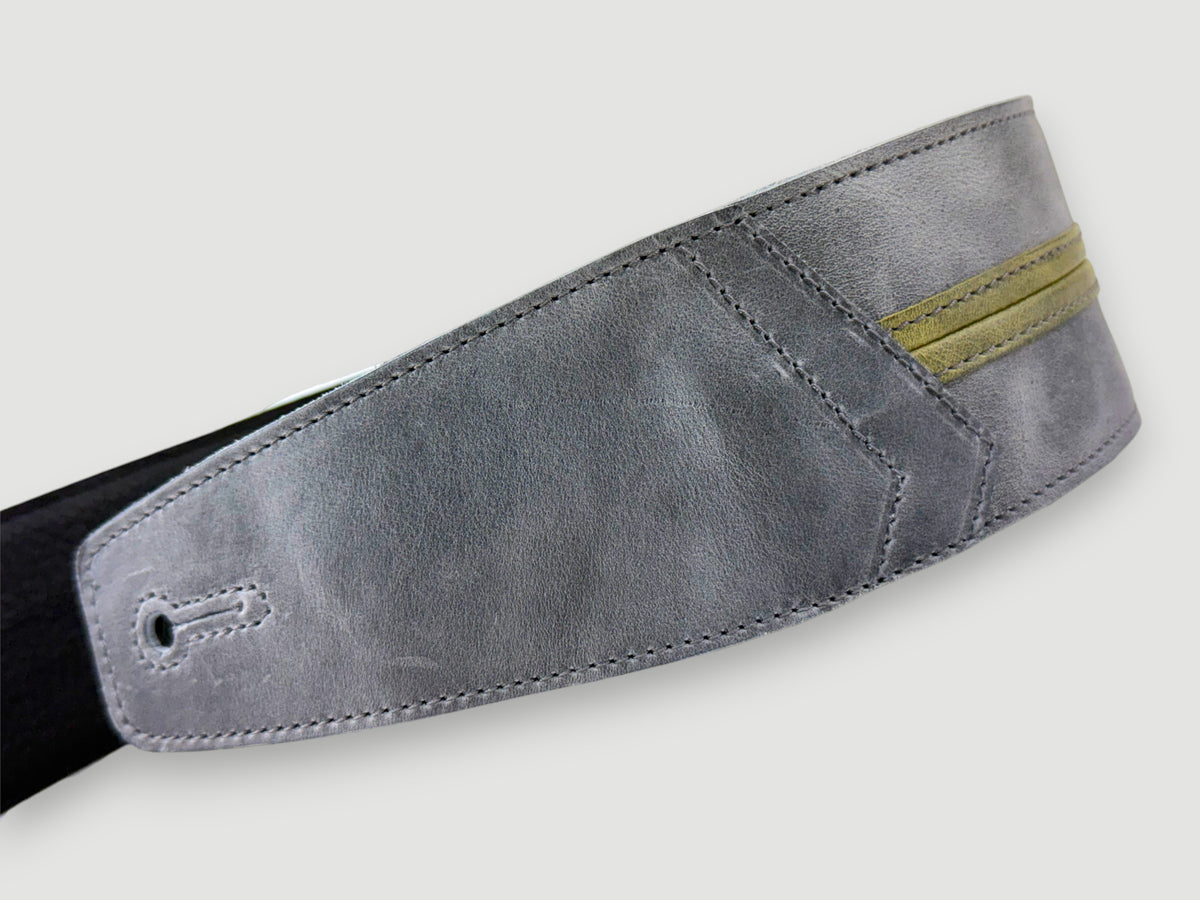 Straight Up - Relic Slate with Sage Stripe Leather Guitar Strap