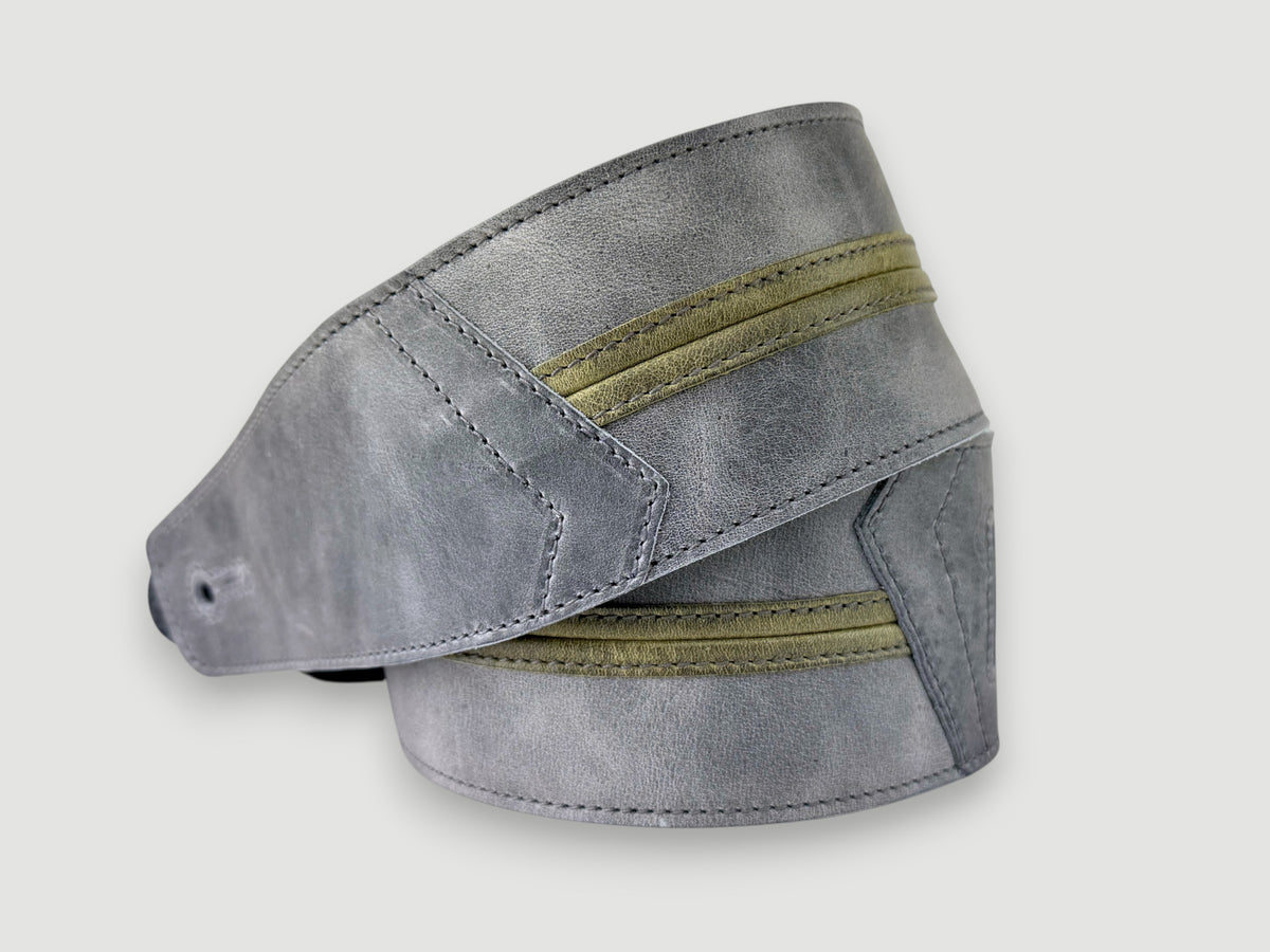 Straight Up - Relic Slate with Sage Stripe Leather Guitar Strap