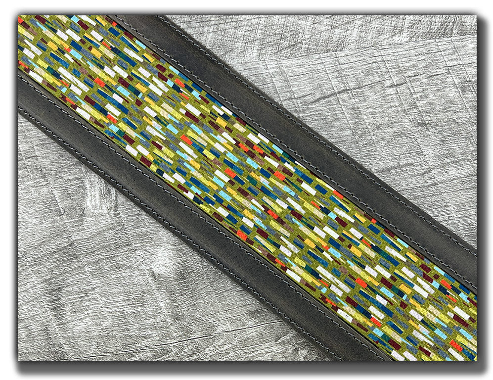 Abstraction - Aged Steel Leather Guitar Strap - Numbered Limited Edition