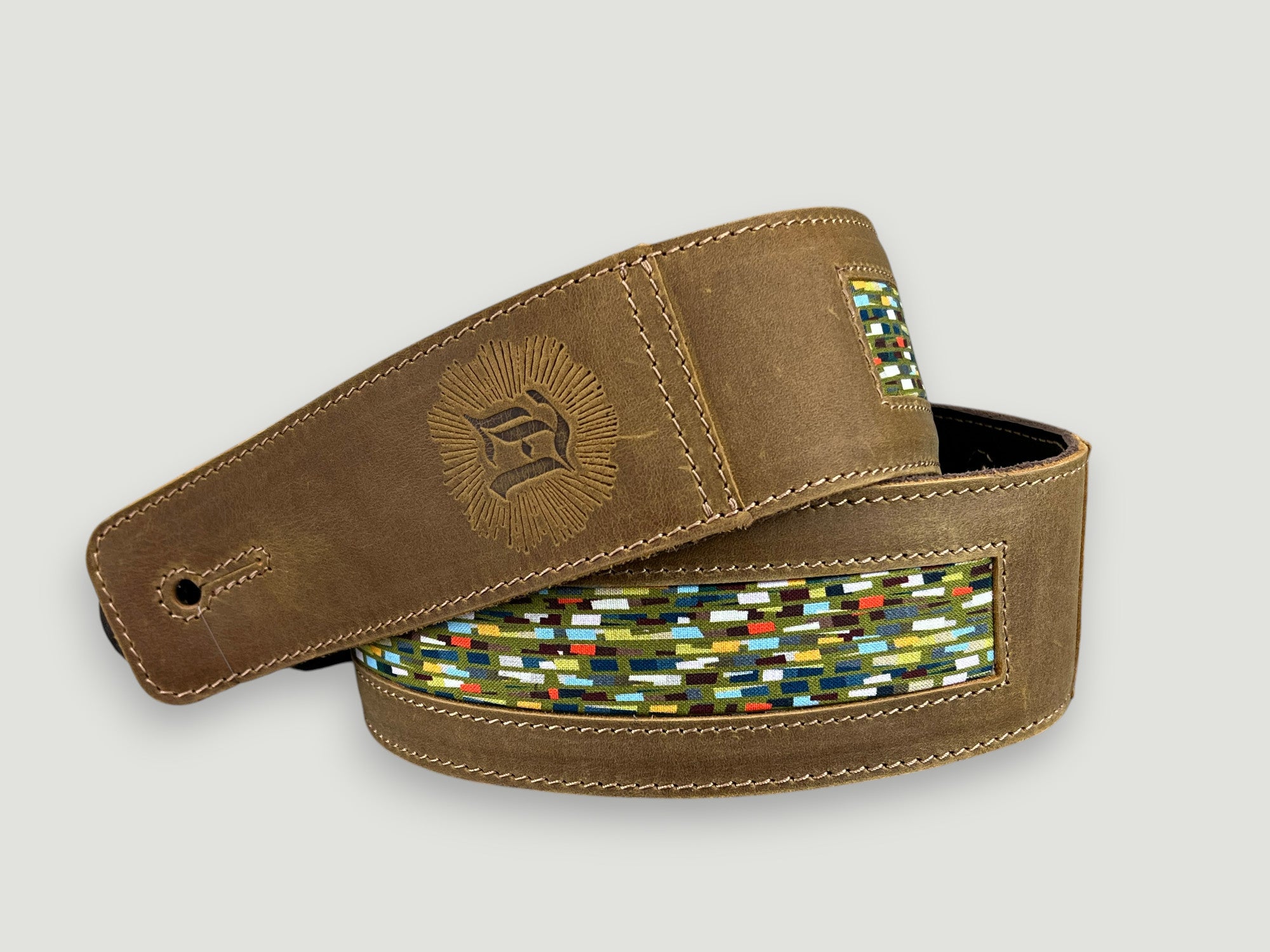 Abstraction - Tobacco Leather Guitar Strap - Numbered Limited Edition
